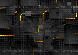 Black squares background with glowing fiery lights - vector clipart