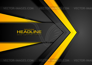 Abstract black orange corporate tech background - vector clip art