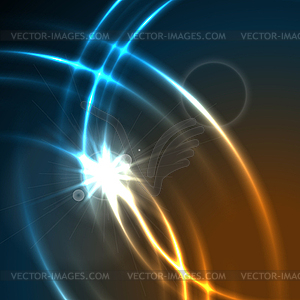 Shiny glowing abstract blue orange sci-fi background - vector clipart