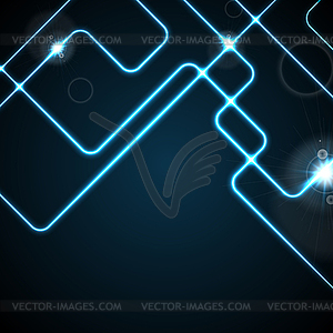 Blue glowing neon geometric lines abstract - vector image