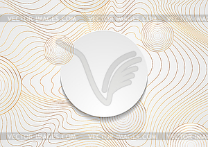 Golden curved waves and circles abstract background - vector clipart