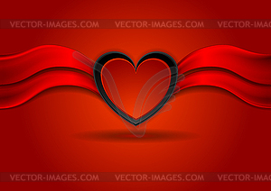 Bright red Valentines Day background with heart - vector image