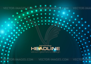 Neon led lights abstract circle tech background - vector clipart