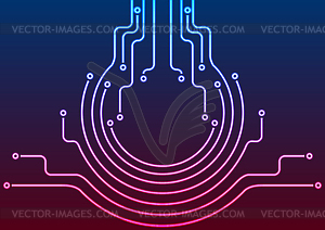 Abstract blue purple neon circuit board lines - vector clipart