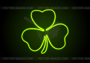 Green neon shamrock clover abstract background - vector image