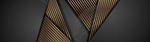 Black abstract corporate banner with bronze lines - vector clipart