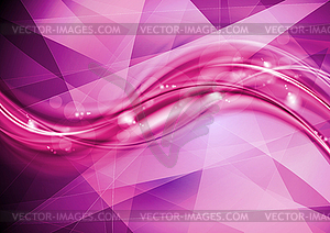 Bright purple shiny tech wavy abstract background - vector image