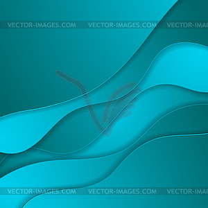 Bright blue material papercut waves abstract - vector clip art