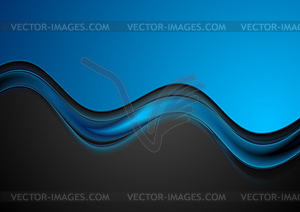 Blue and black contrast smooth waves corporate - vector clipart