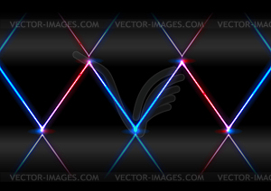 Blue red neon laser rays abstract background - vector clipart