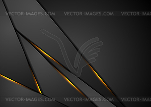 Black abstract background with orange glowing light - vector clipart