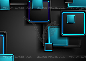 Black and blue neon squares abstract hi-tech - vector image