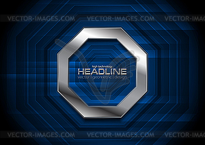 Dark blue technology background with metallic - vector clipart