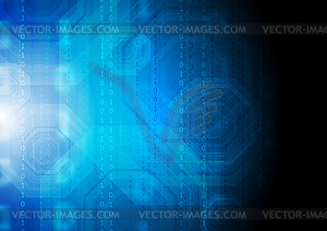 Dark blue technology background with binary code - vector clip art