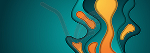 Turquoise and orange abstract papercut background - vector image