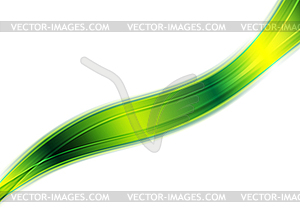 Абстрактный зеленый глянцевый фон с изогнутыми волнами - векторный рисунок