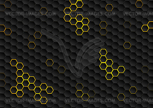 Abstract black hexagons tech geometric background - vector clip art