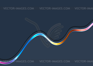 Dark blue background with abstract glowing neon wave - vector image