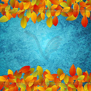 Abstract background of autumn leaves on grunge - vector clipart
