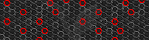 Red and black glossy hexagons tech abstract banner - vector clipart