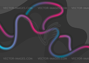 Black and neon blue purple waves abstract background - vector image