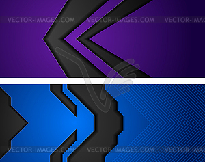 Blue and violet hi-tech abstract geometric banners - vector image