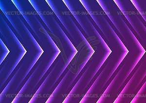 Blue purple abstract neon arrows tech background - vector clipart