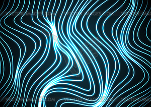 Abstract futuristic blue cyan neon wavy background - vector clipart