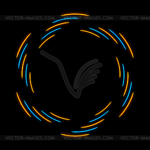 Яркие неоновые синие и желтые круги, техническая абстракция - изображение векторного клипарта