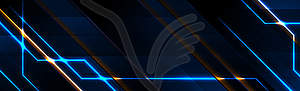 Blue and orange technology banner with glowing - vector clip art