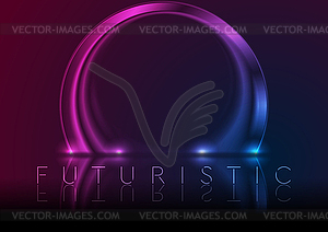 Blue ultraviolet neon glowing circle arch technolog - vector image