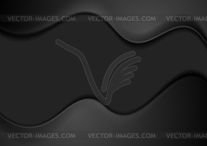 Black smooth blurred waves abstract dark background - vector image