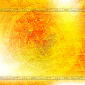 Vibrant yellow technology background with HUD gear - vector clip art