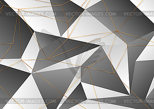 Golden polygonal outline texture on black and grey - vector clip art