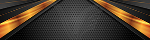 Black bronze stripes on dark perforated background - vector image