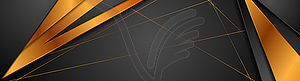 Black and bronze stripes abstract tech banner design - vector clipart