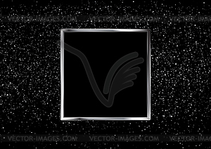 Silver metallic square frame and shiny glowing boke - vector clipart