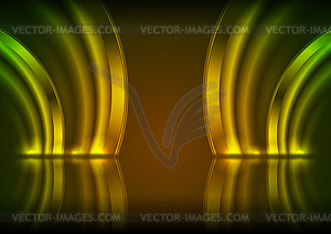 Green and yellow neon glowing shapes technology - vector image