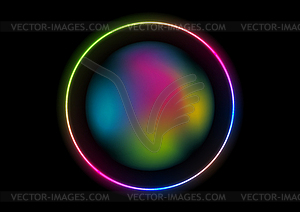 Holographic liquid geometric bubble shape and neon - vector clipart