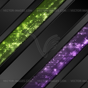 Black stripes and green violet abstract shiny - vector clipart