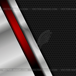 Technology metallic perforated background with red - vector clipart