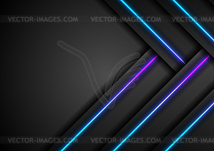 Black tech abstract background with blue and - vector image