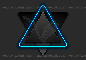 Black tech triangles witn neon light abstract - vector clip art