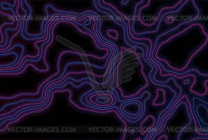 Neon outline topographic contour map abstract tech - vector image