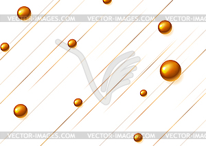 Grey abstract background with bronze lines and beads - vector image
