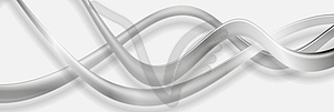 Abstract grey metallic waves tech banner - vector image