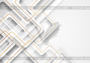 White geometric background with abstract golden - vector clip art