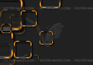 Черные и бронзовые квадраты абстрактной геометрической формы - графика в векторе