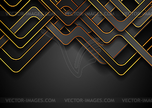 Black geometric background with abstract golden - vector clipart