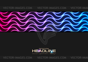 Blue ultraviolet neon curved wavy lines pattern - vector image